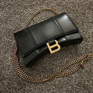 Balenciaga Black Crossbody Bag with Gold Chain